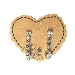 Round Cut Crystals Dangle Drop Dainty Mesh Earrings Rose Gold Plated Post